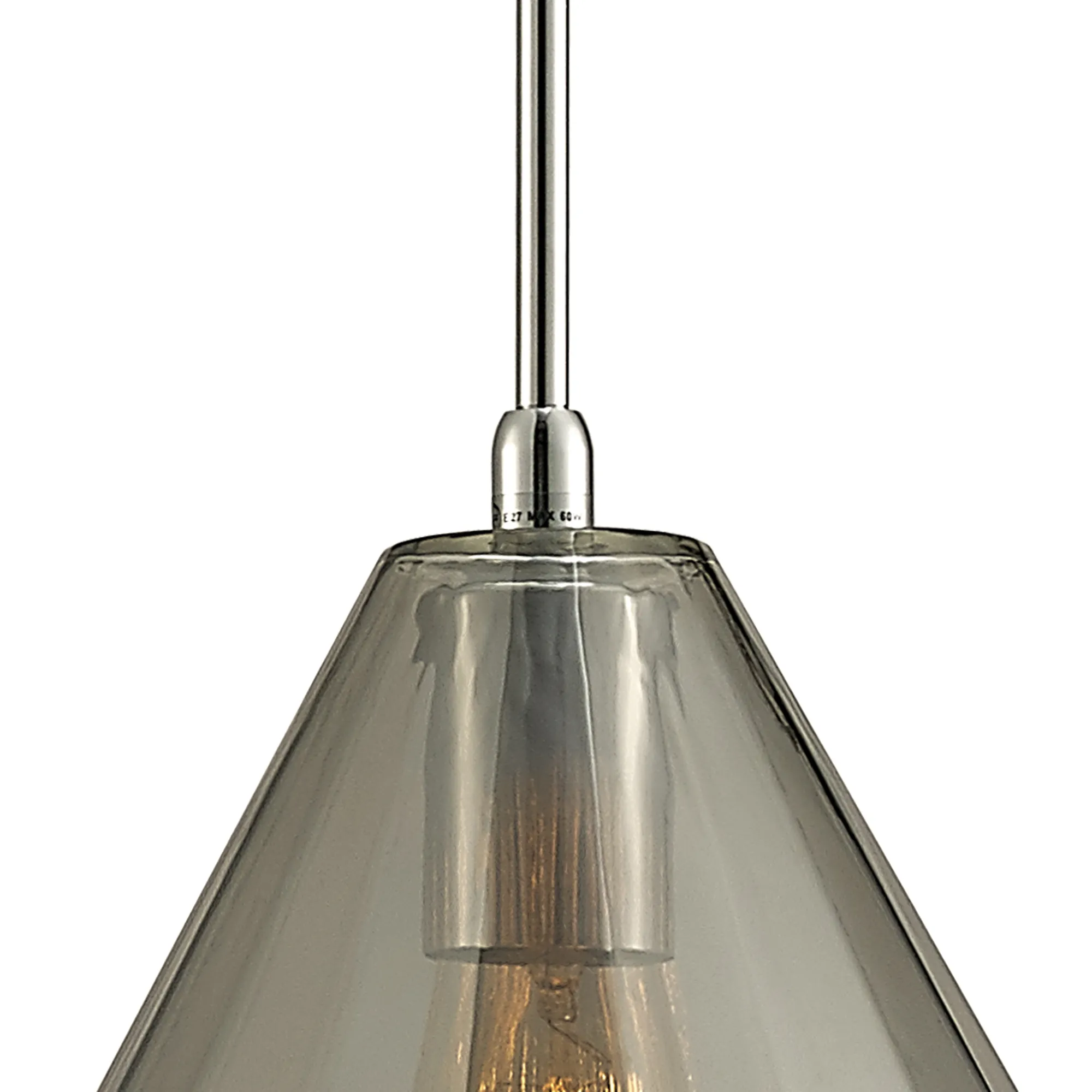 Markus Glass Pendant 1 Light Smoke Medium Cone Polished Chrome D0109  Deco Markus